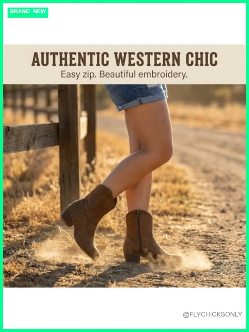 Western Cowboy Boots for Women Short Shaft Side Zip Embroidered Almond Toe